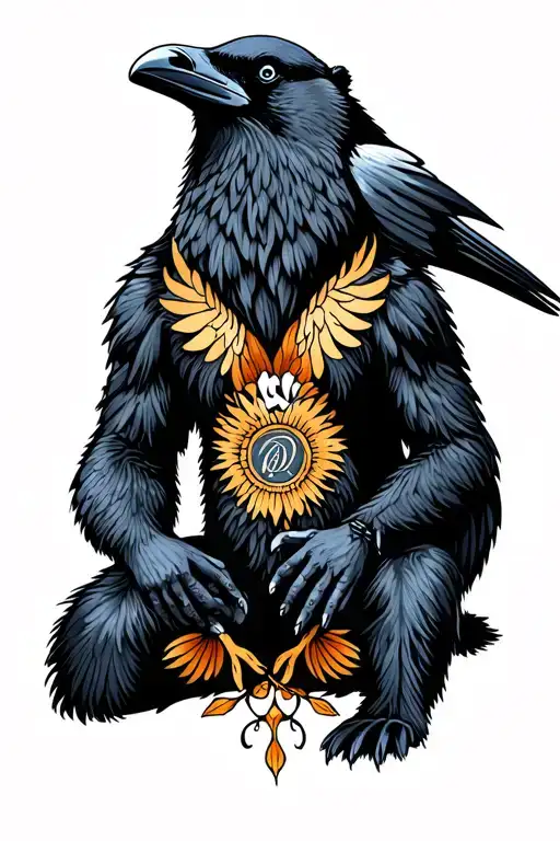 Raven And Bear Sitting
