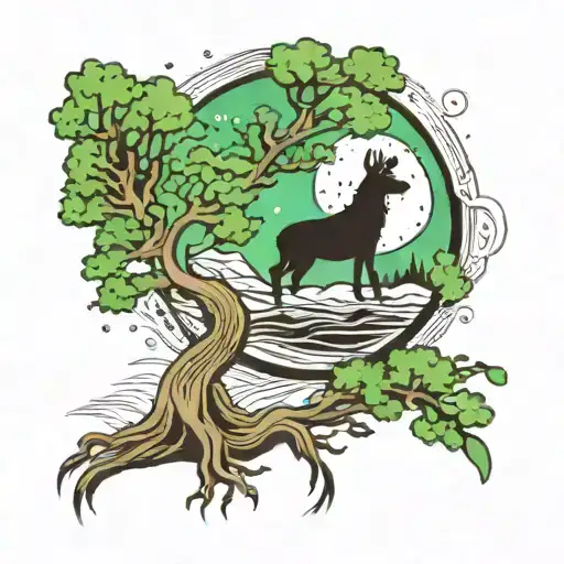 Juniper Tree And Northern Lights