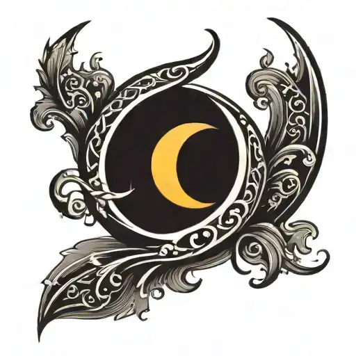Crescent Moon With Flame Inside