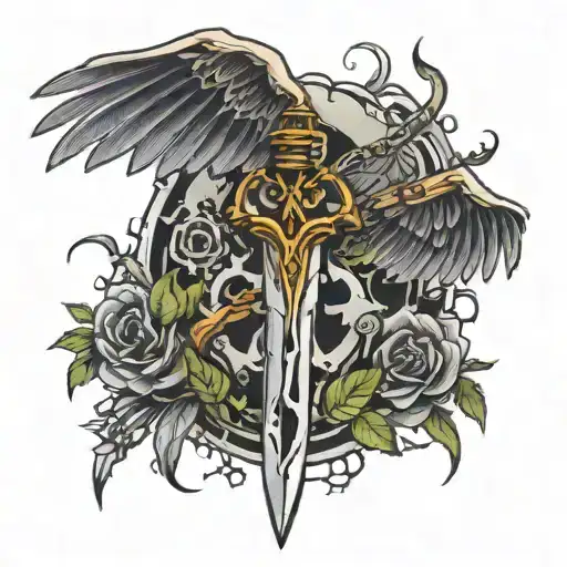 Barb Wire Sword With Wings