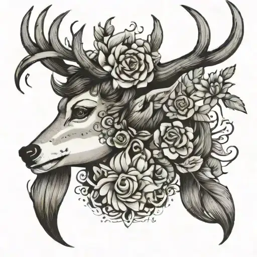 Woman Deer Horns Emerging