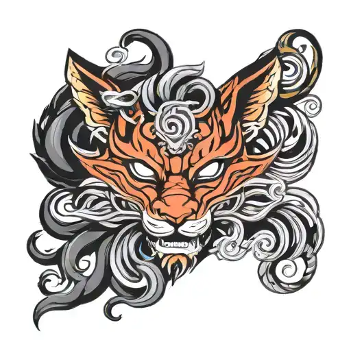 Kitsune Tanjiro Mask Demon Slayer With Kurama Naruto Nine