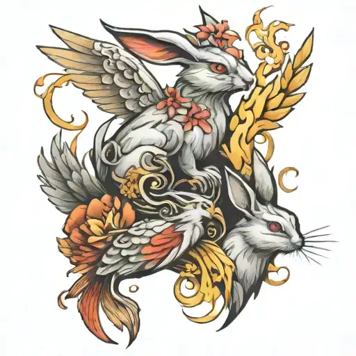 Rabbit And Phoenix And Mouse Wrapped