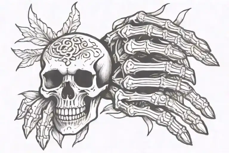 Human Hand And Skeleton Hand Holding