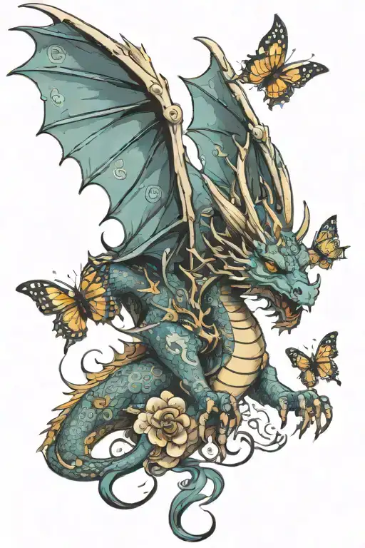 Dragon That Spits Butterflies Tattoo