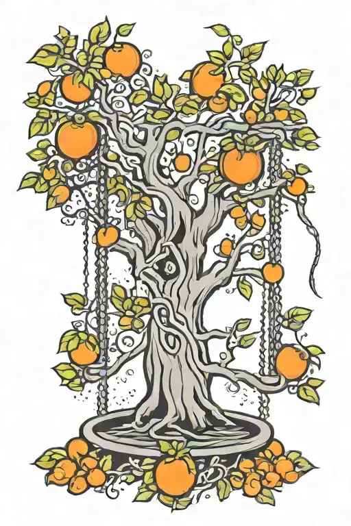 Orange Tree Swing Hanging