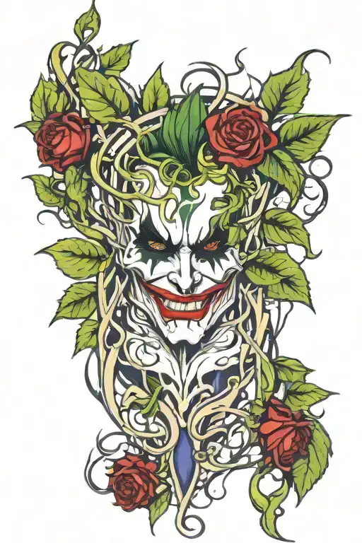 Vines And Thorns Spine Tattoo Wtih The Work Joker Down The Middle