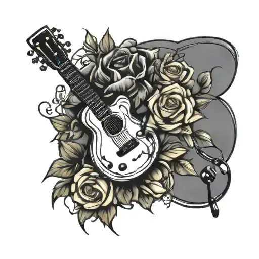 Music Guitar Roses Wrapped