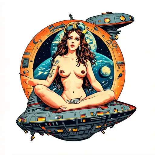 Nude Girl On Space Ship