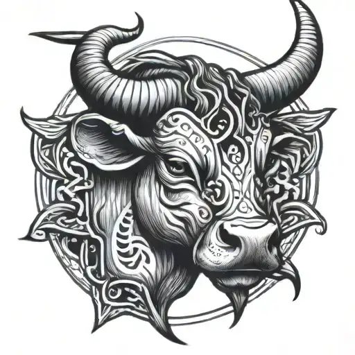 Taurus Bull Head With The Name Anthony