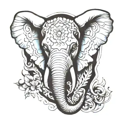 Elephant Head Spirit Tattoo Design