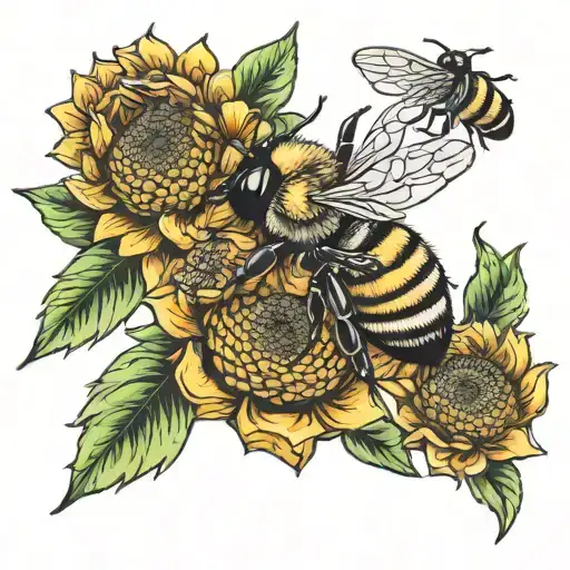 Honeycomb Bees Sunflower