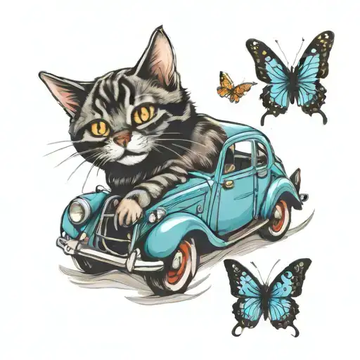 Car Cat Butterfly