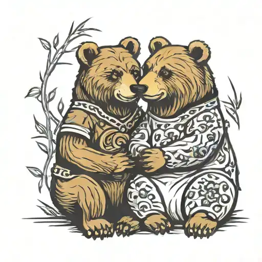 2 Bears Sitting Together Symbolizing Freedom Strongness Peace