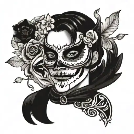 Magpie Black And White Holding A Happy Drama Mask