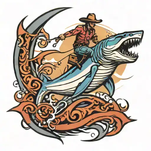 Cowboy Riding A Thresher Shark