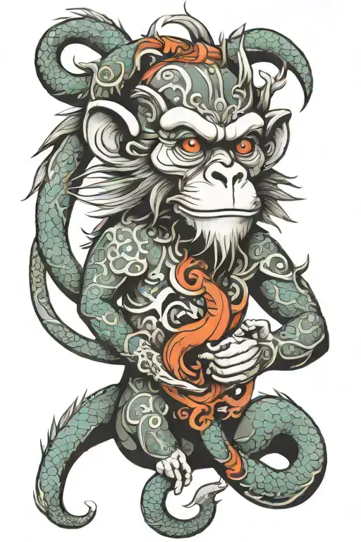 Monkey And Dragon Wrapped