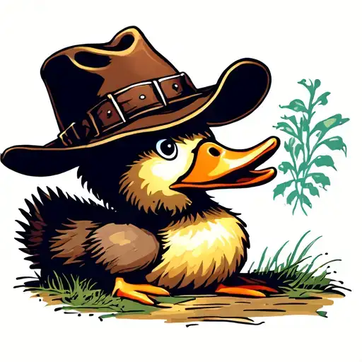 Fluffy Duck With Cowboy Hat