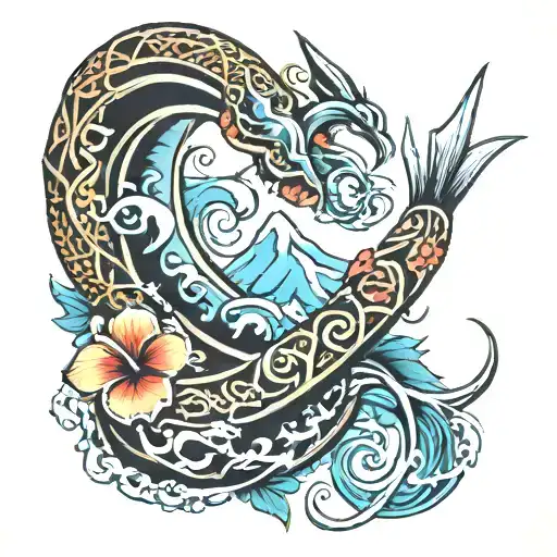 Hawaii Hook Intertwined With Sts'ailes First Nation Logo