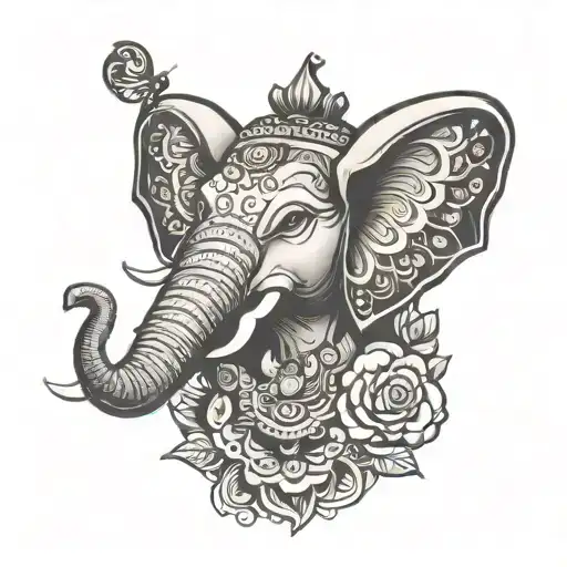 Ganesha The Elephant Head With Butterfly