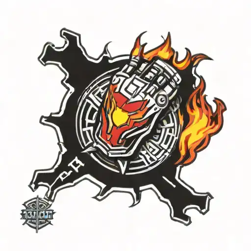 Wrist Tattoo With Ironman Triathlon M-dot Logo With Red Spikey Flames Around It