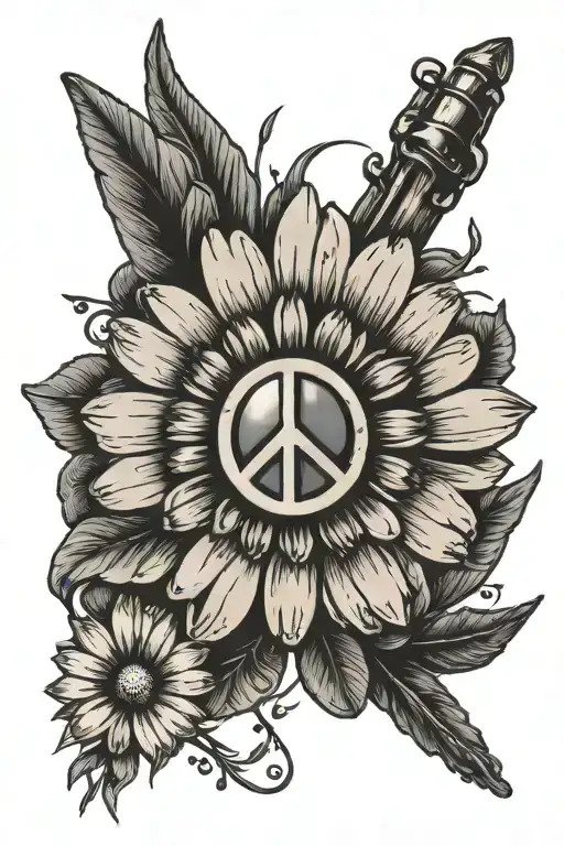 Peace Sign And Daisy Flower