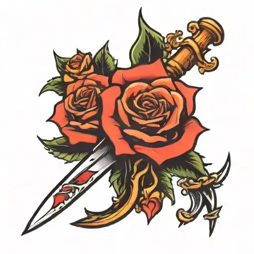 Dagger And Rose With The Letter Y