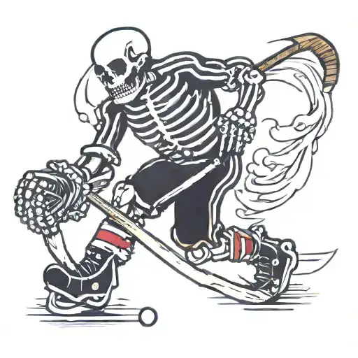 Skeleton Playing Hockey