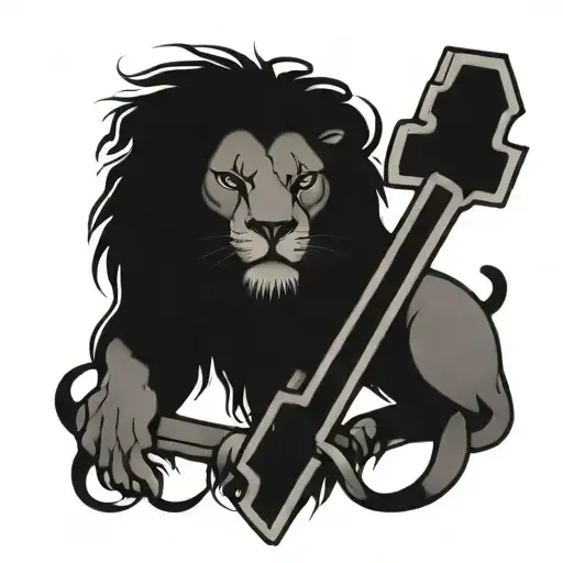 Lion With A Cross Wrapped