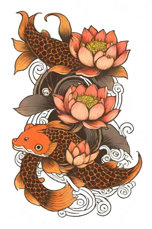 Lotus Koi Fish Ying Yang