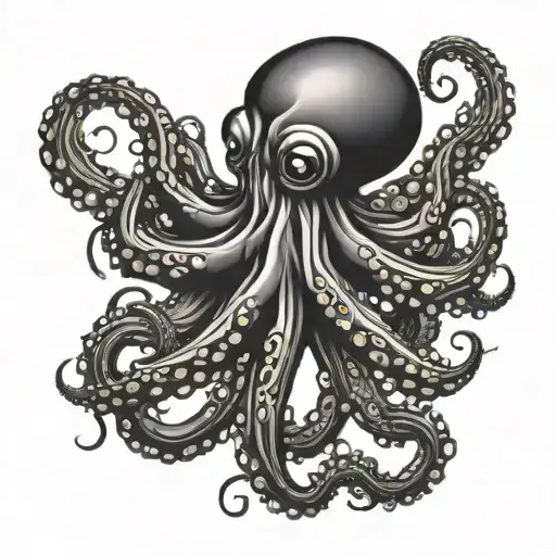 All Black Octopus Emerging