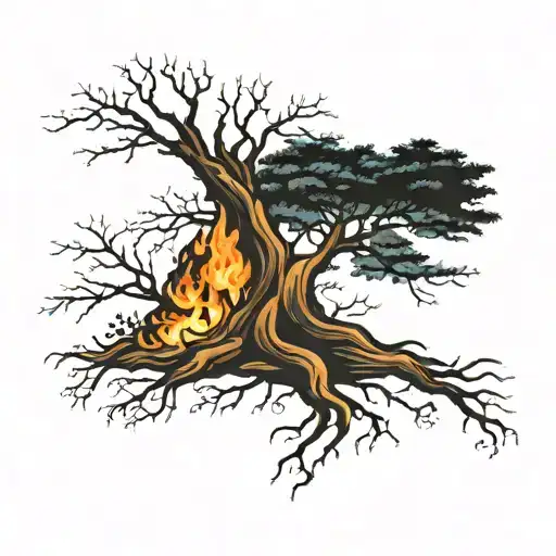 Tree Split In Half And Catching Fire