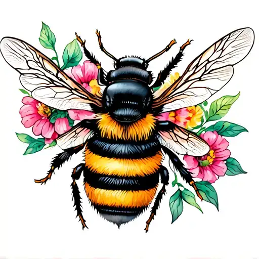 Bumble Bee With Flowers