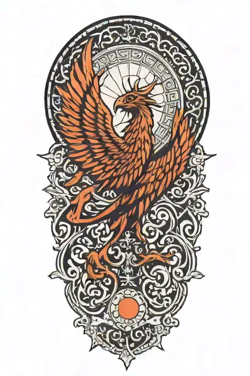 Phenix Rebirth Flying Out Of A Lebanese Traditional House Under The Moon