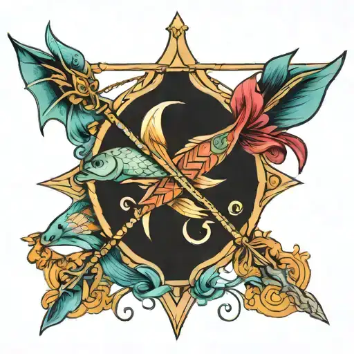 Pisces Fish Libra Scale Saggitarius Arrow Design