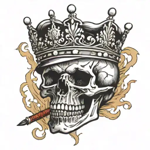Skull With Cigar And A Crown On Head