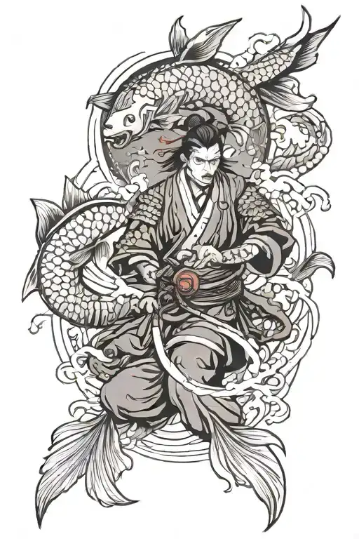 Samurai And Koi