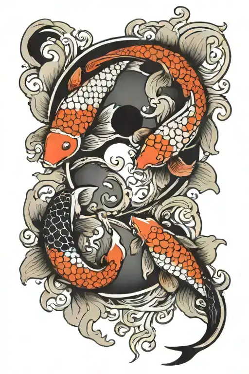 Yin And Yang Made Of Koi Fish