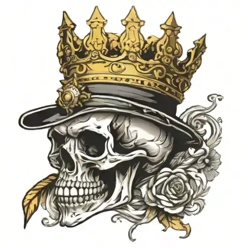 Skull With Cigar In Mouth And Crown On Head