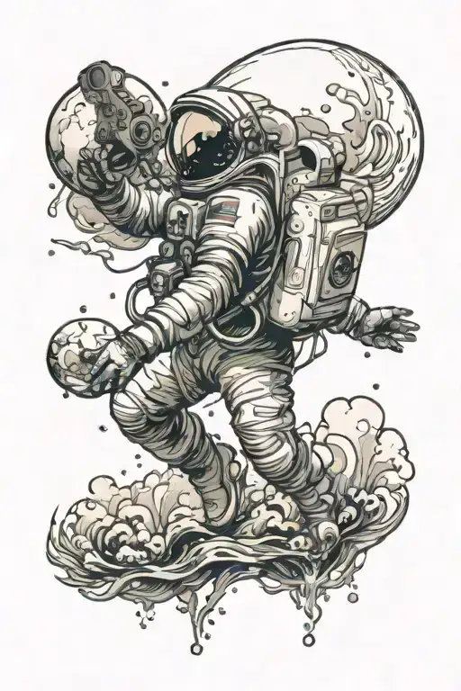 Astronaut Floating In Ocean Scene