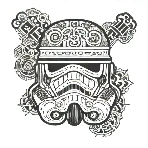 Star Wars Stormtrooper Helmet In Aztec Style With May The Force Be With You In Aurebesh Font