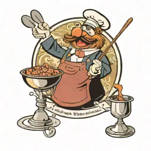 Muppet Swedish Chef Roasting Muppet Miss Piggie On A Spit