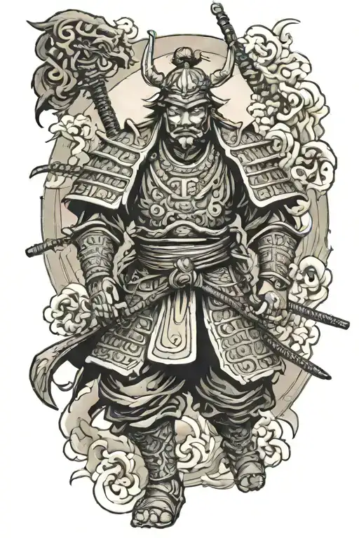 Unarmored Samurai In The Temple Of Prosperity