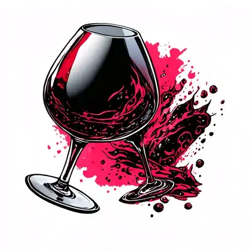 Robotic Mirror Reflecting Black Glass Of Wine