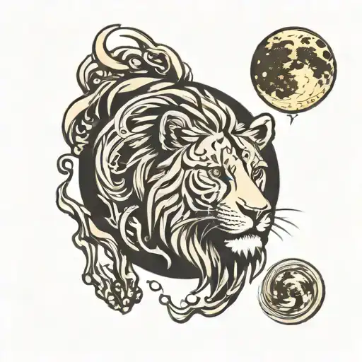 Leo Sign With World And Moon Inside