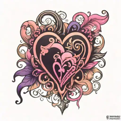 Pink And Purple And Black Heart