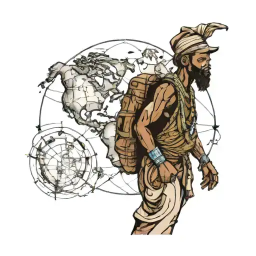 Man Carring The World Map Tattoo African Triban Representing Stregth