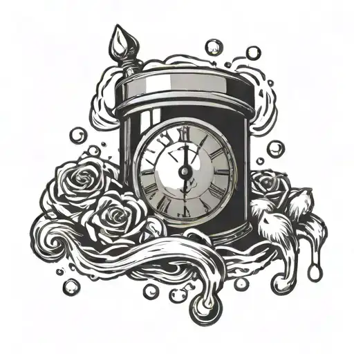 A Clock With Drops Instead Of Hands And Flowing Into The Trash Can