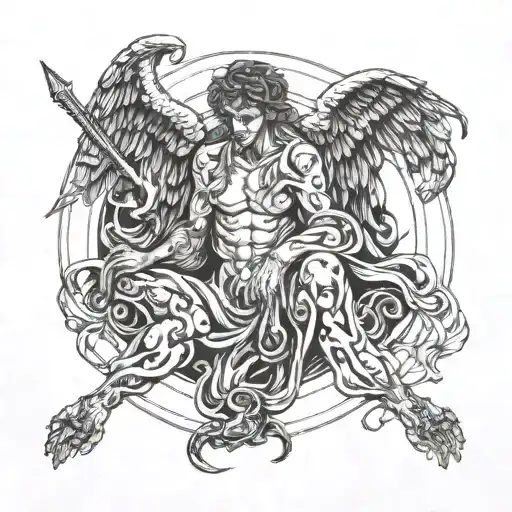 Angel Holding The Head Cut Off Demon