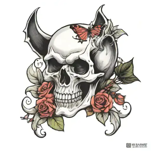 Skull Roses Bat Smoke